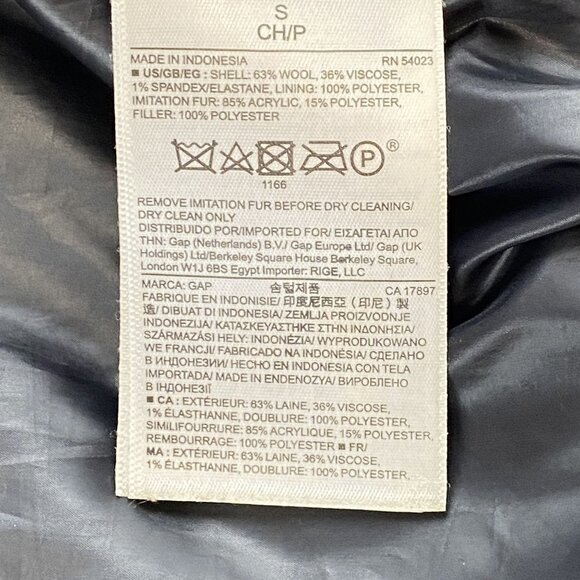 Gap S Primaloft Heather Grey Wool Alt Down Hooded Jacket Coat Zippered Pockets - Picture 8 of 14